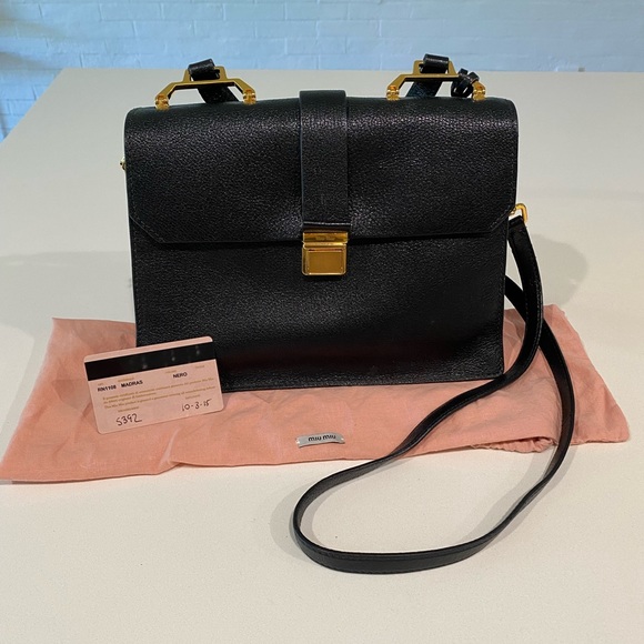 Miu Miu Black Madras Leather Handbag - Picture 1 of 10